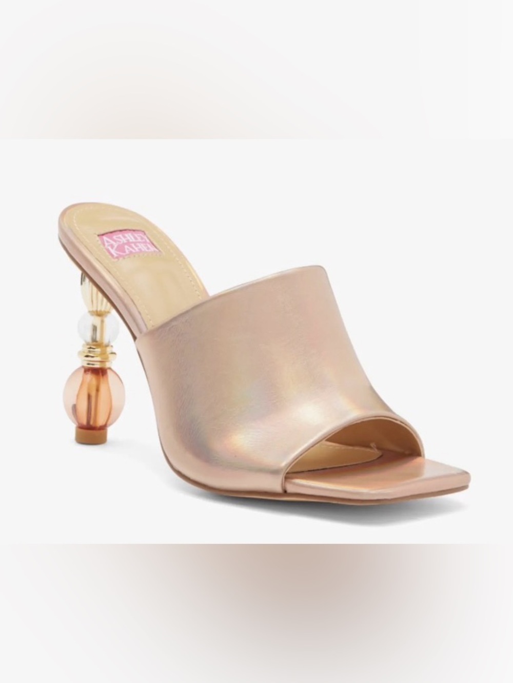 Ashley Kahen Fame Sandal Rose Gold square open-toe Size:6